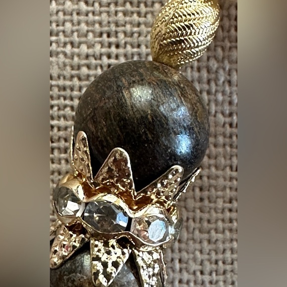 22 inch Bronzite gemstone and Freshwater Pearl bead necklace NWOT - Picture 5 of 15